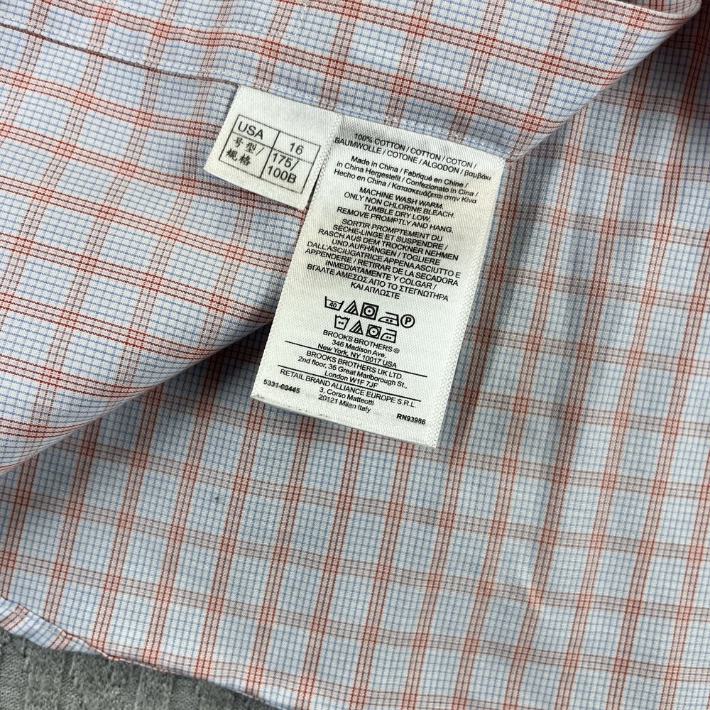 Brooks Brothers Dress Shirt Men L 16-32 Gingham Graph Check Slim Fit Cotton 346 - Picture 8 of 8